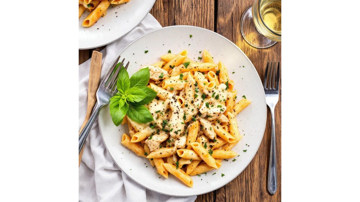 Penne con pollo al forno