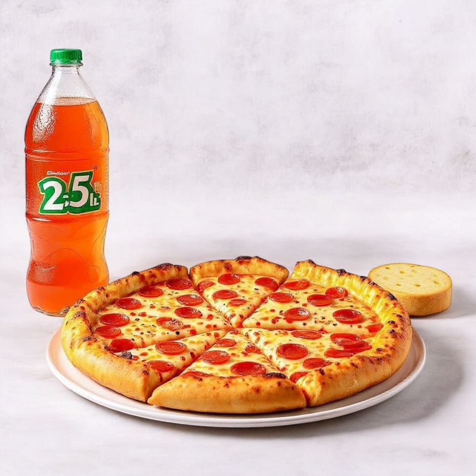 Pizza Gigante + Refresco 2.5l Con 30% De Descuento