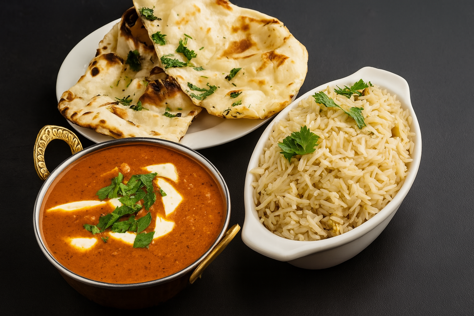 Shahi panner with rice and garlic bread special - Large