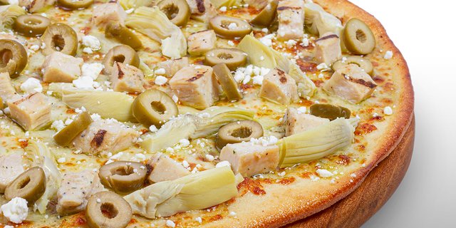 Stuffed Crust Creamy Pesto Chicken Pizza