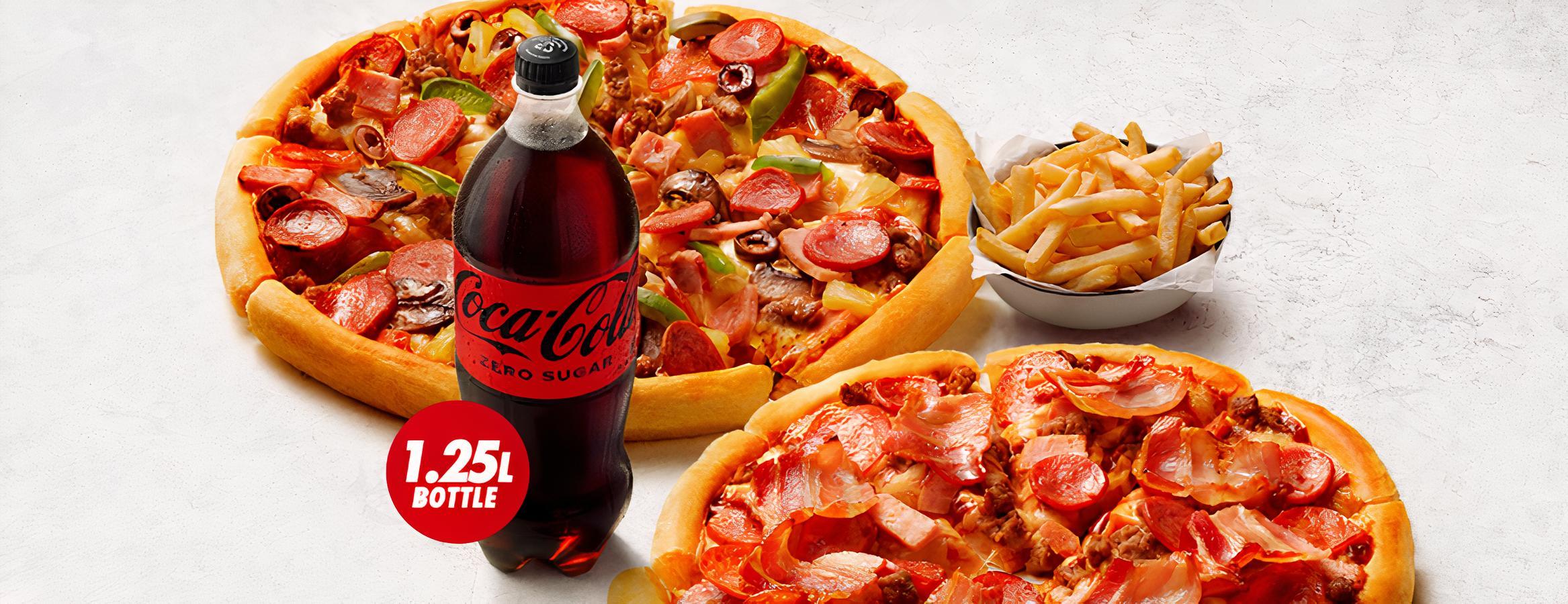 2 Large pizzas + 2 Sides