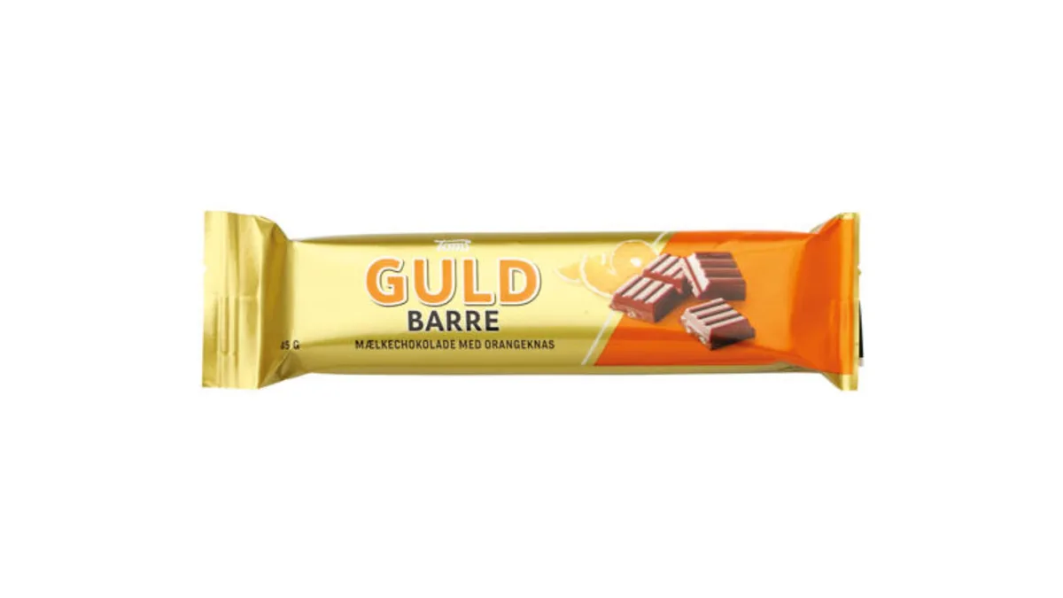 Guld Barre Mælkechoklade med Orangeknas 45g