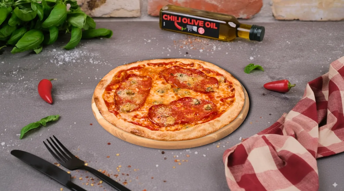 Pizza Salame e Gorgonzola (22cm, csípős)
