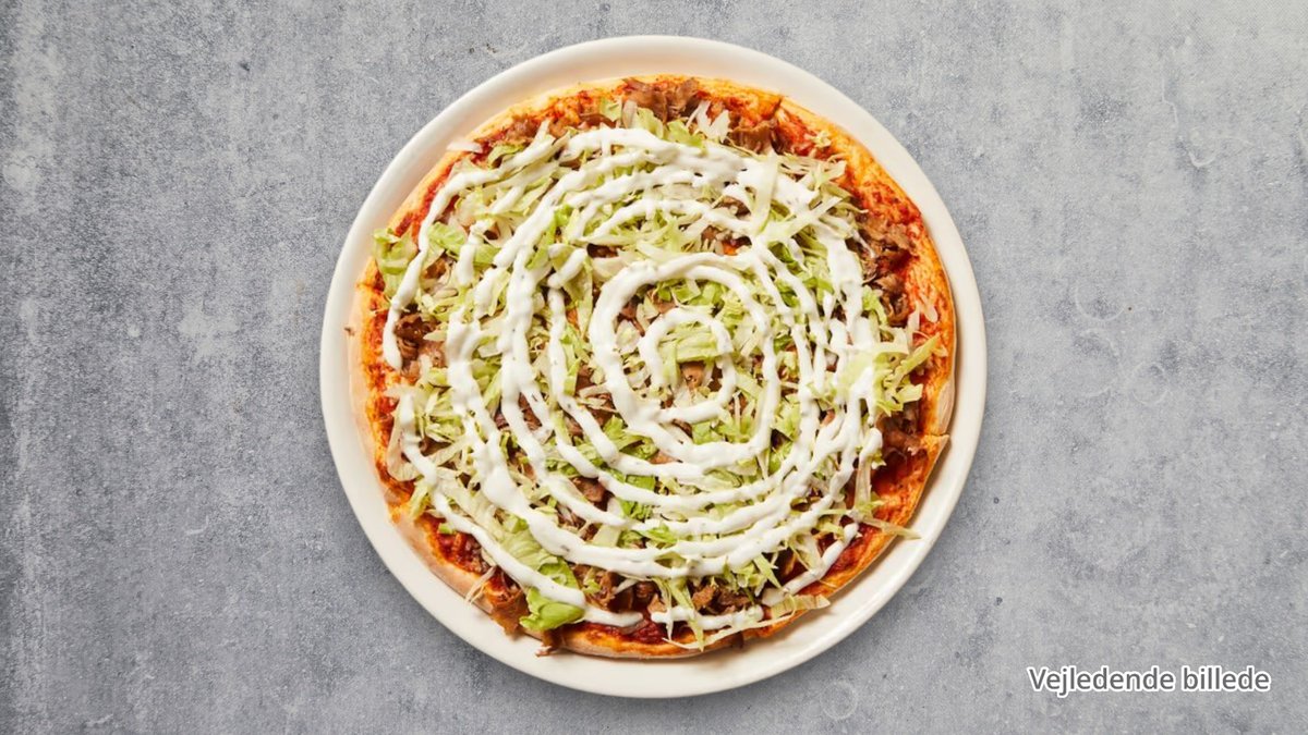Salatpizza med kebab