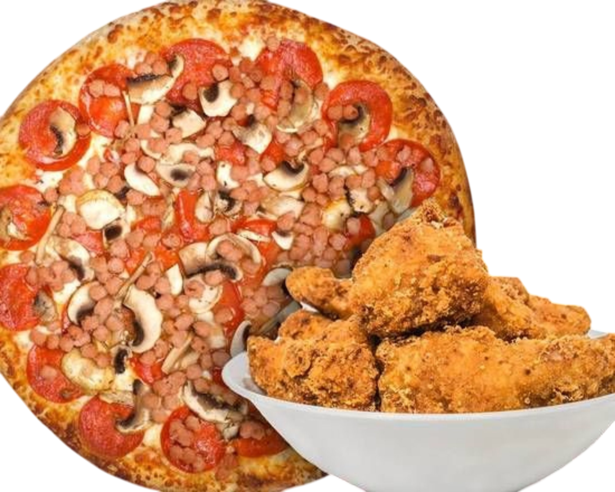 Small Pizza and 8 Wings