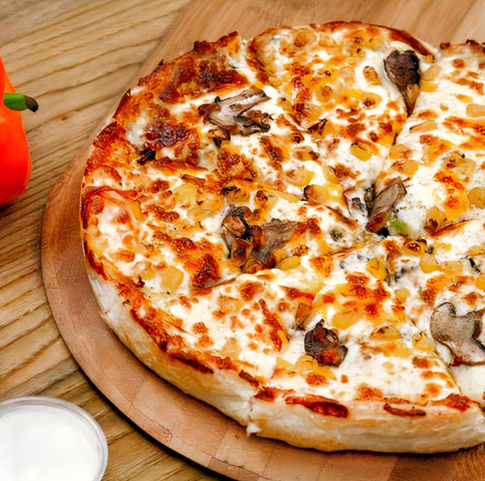 Mushroom, Cheese + Corn Pizza / قارچ و پنیر