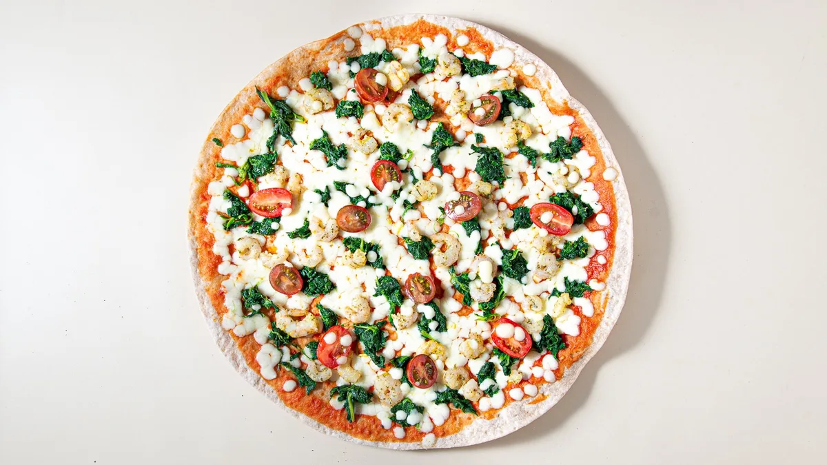 Pizza Spinaci con Gamberetti