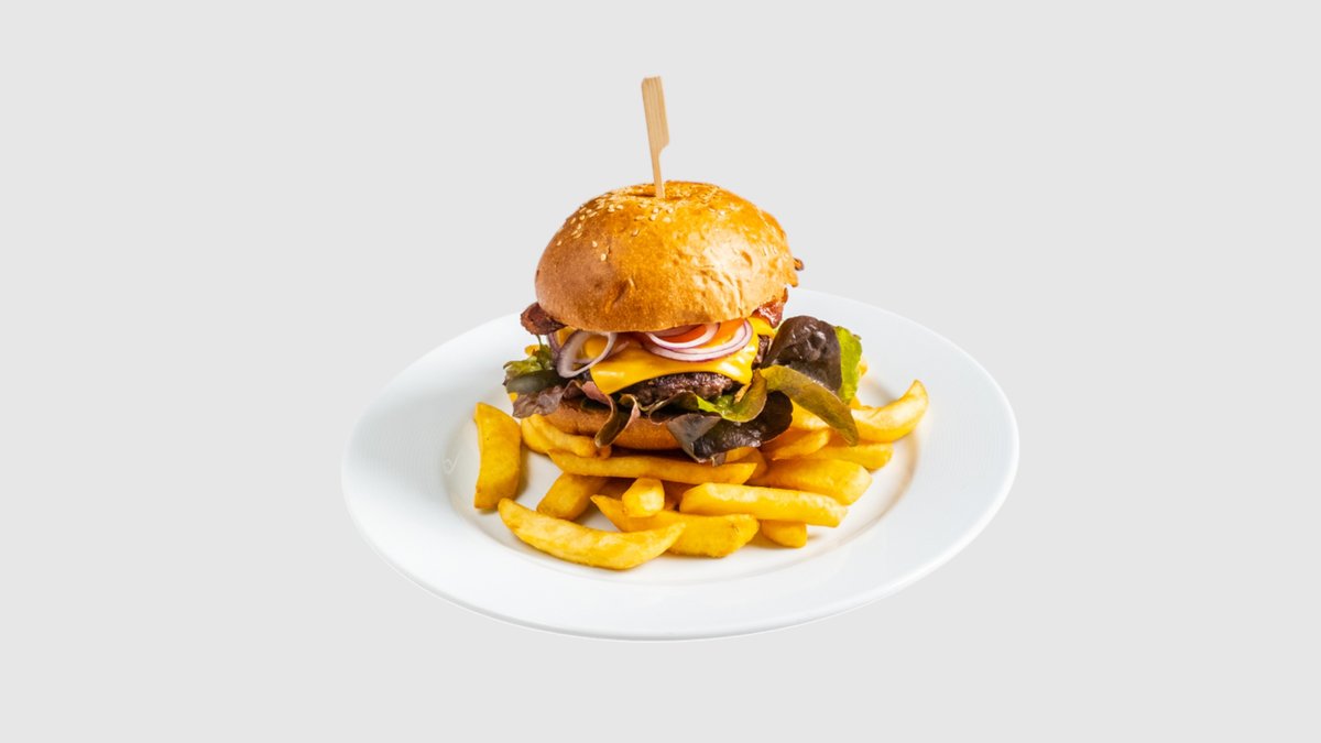 8. Hamburger v domácím pečivu s hranolky uvnitř