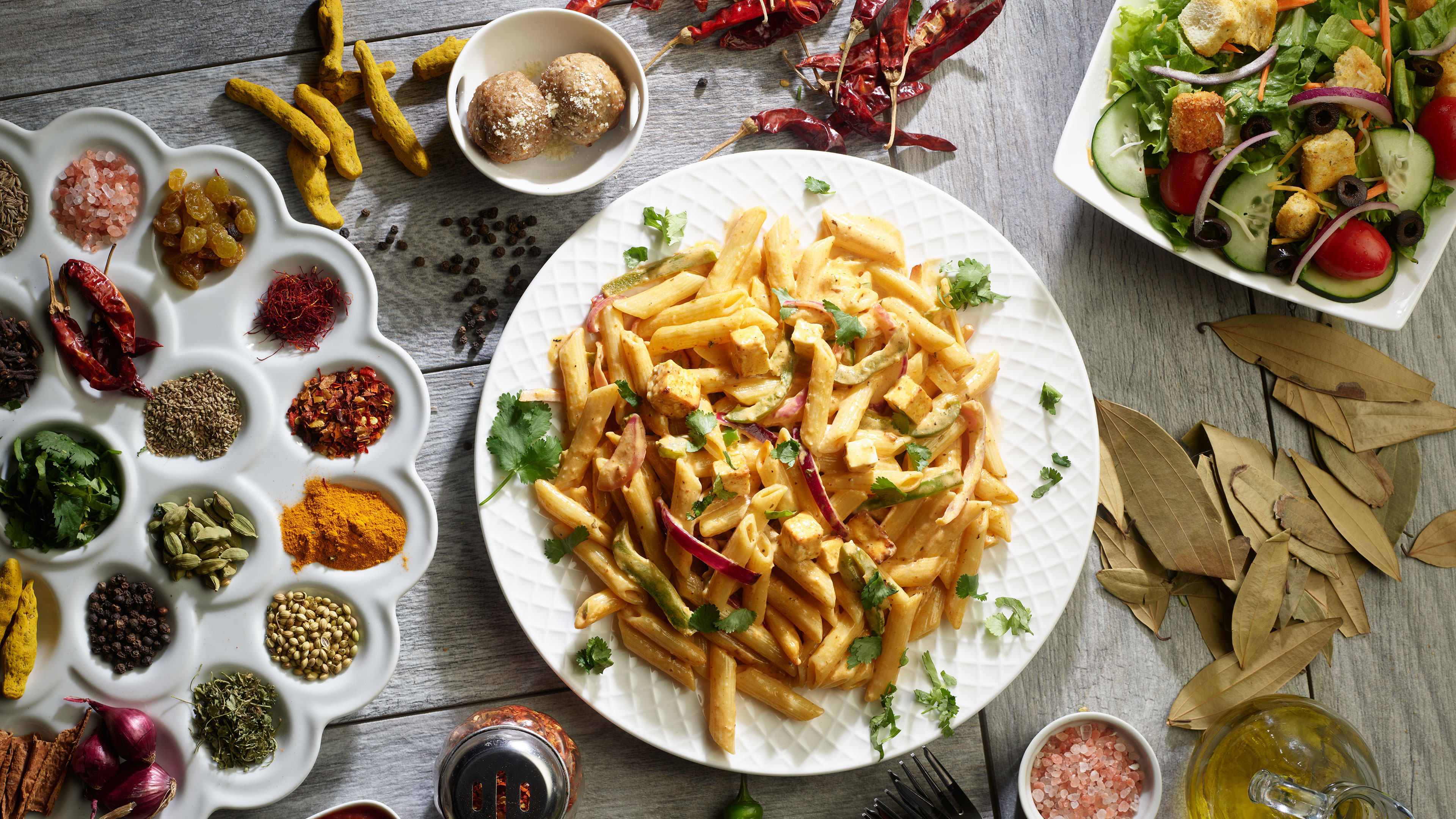 Palak Paneer pasta twist
