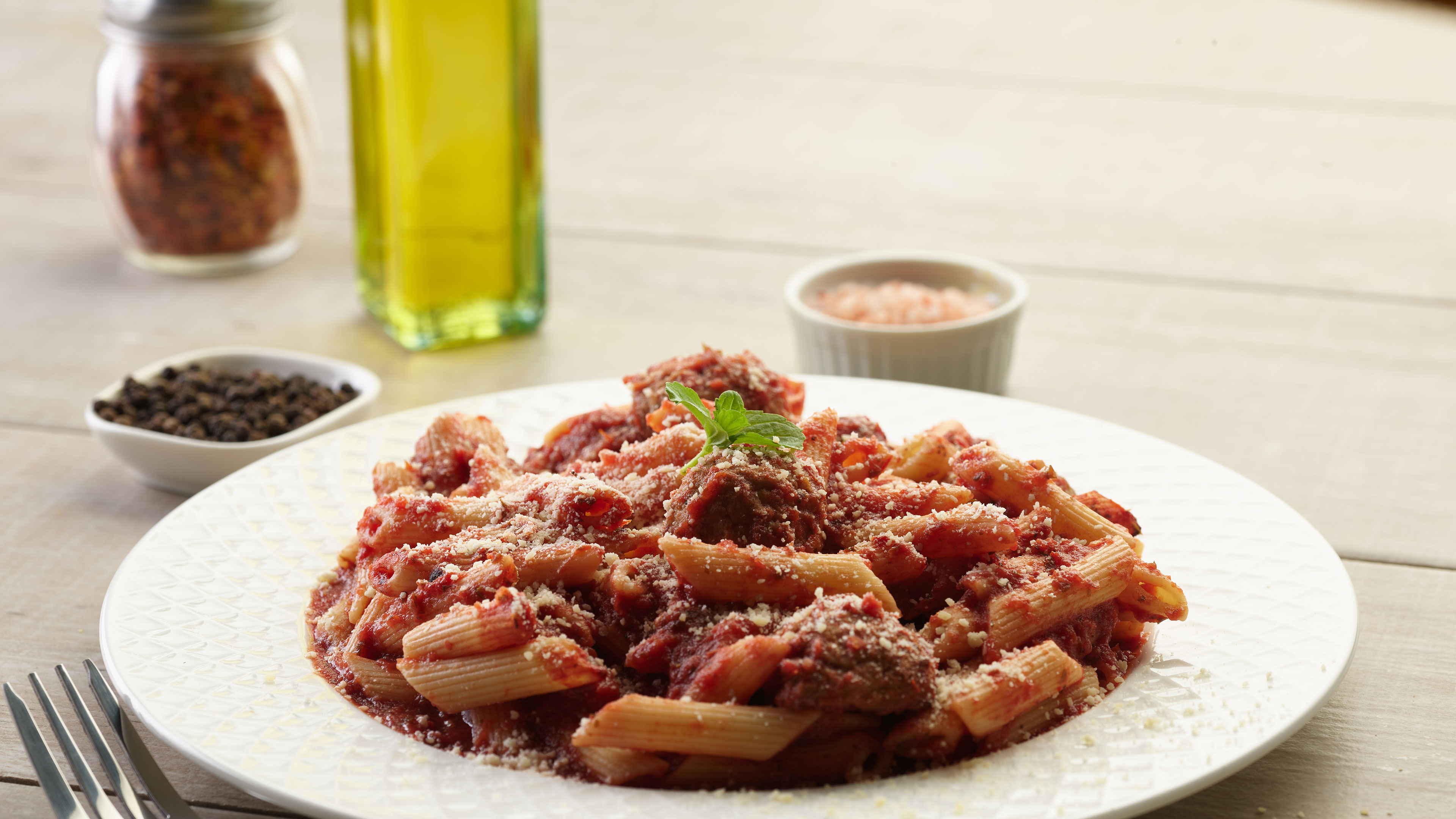 Penne meatball pasta