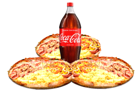Combo 3 Pizzas Gigante 4 Sabores + Refri 1,5l