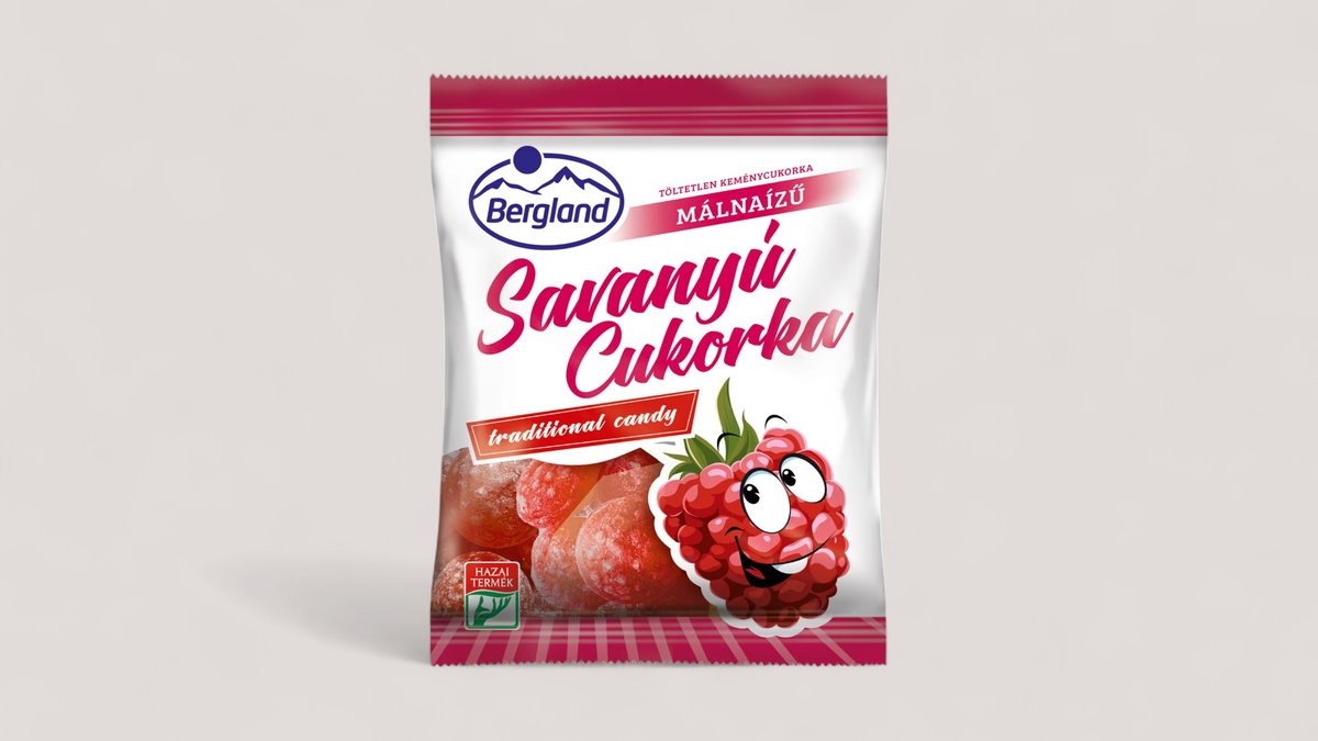 Bergland savanyú cukor Málna 70g