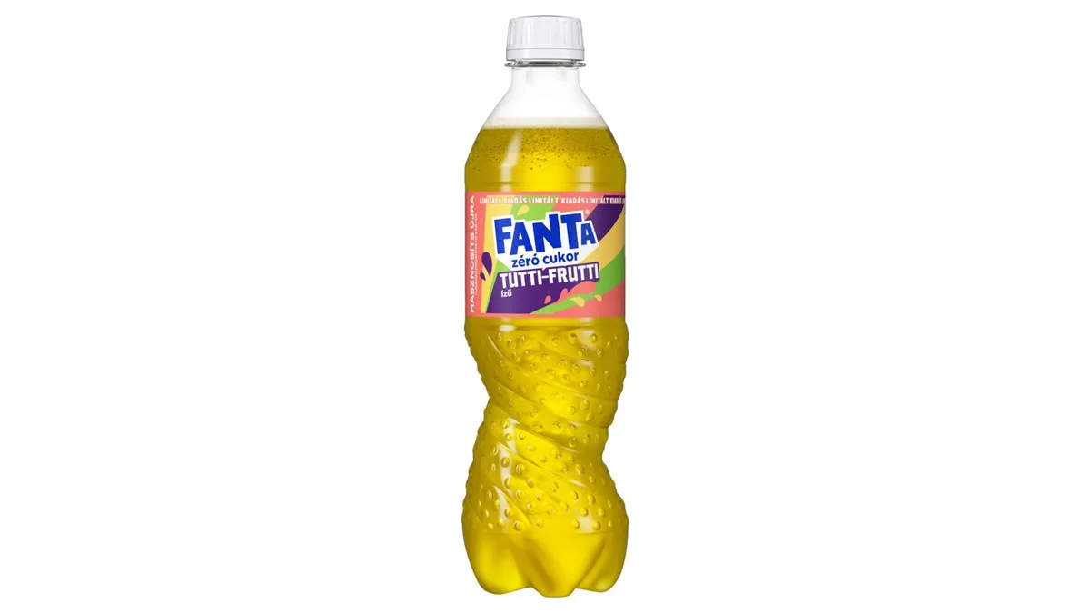 Fanta tutti-frutti ízű szénsavas energiam. üdítőital édesítőszerekkel 500 ml DRS