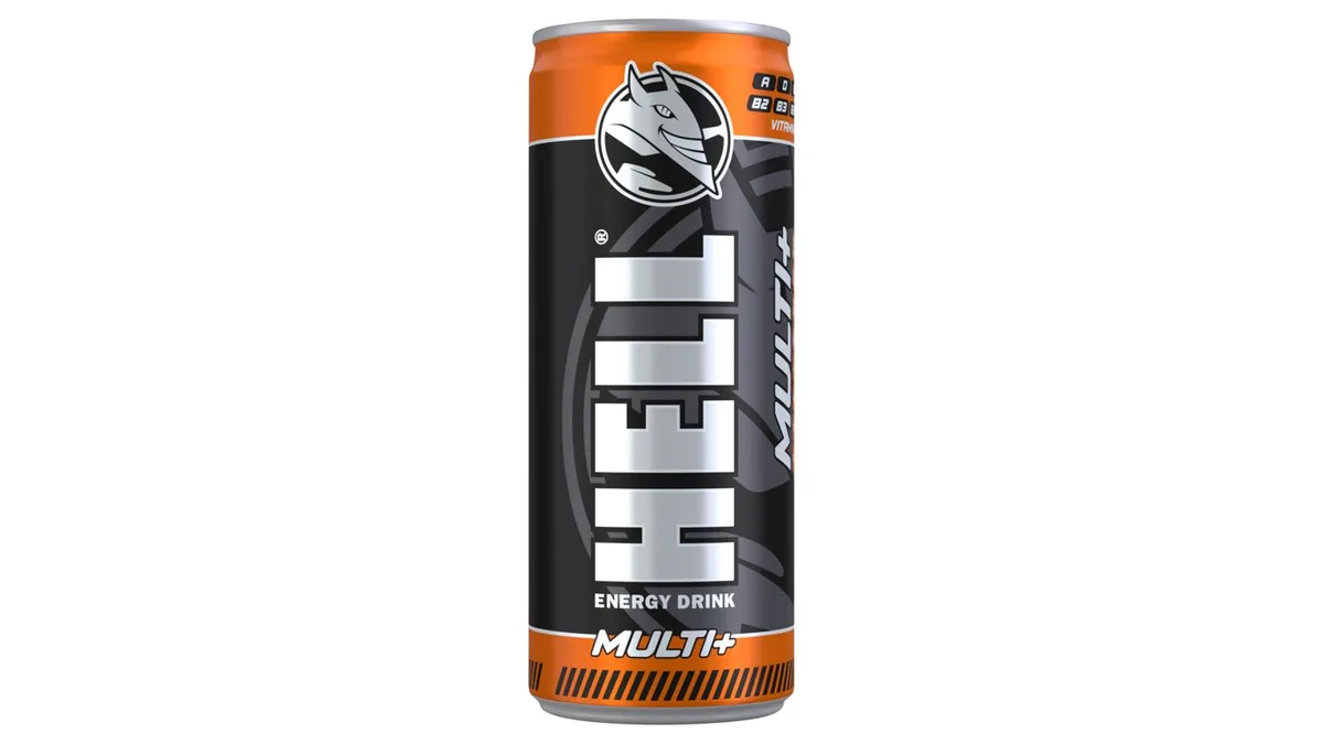 HELL Multi+ vegyes gyümölcsízű koffeintartalmú, szénsavas, alkoholmentes ital 250 ml