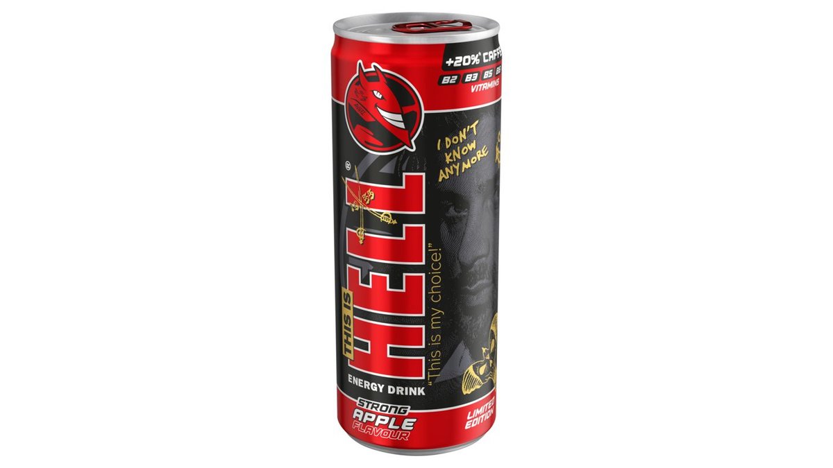 HELL Strong alma- és tuttifruttiízű, koffeintartalmú, szénsavas ital 250 ml