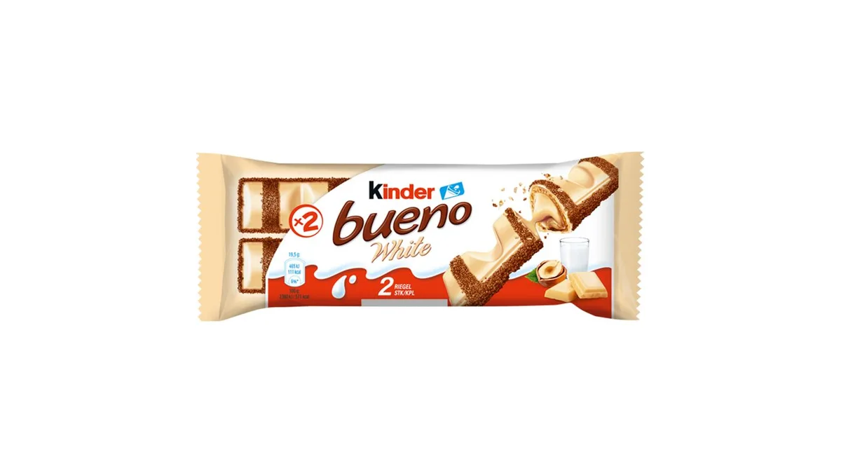 Kinder Bueno White fehércsokoládéval bevont ostya tejes-mogyorós krémmel töltve 2 db 39 g