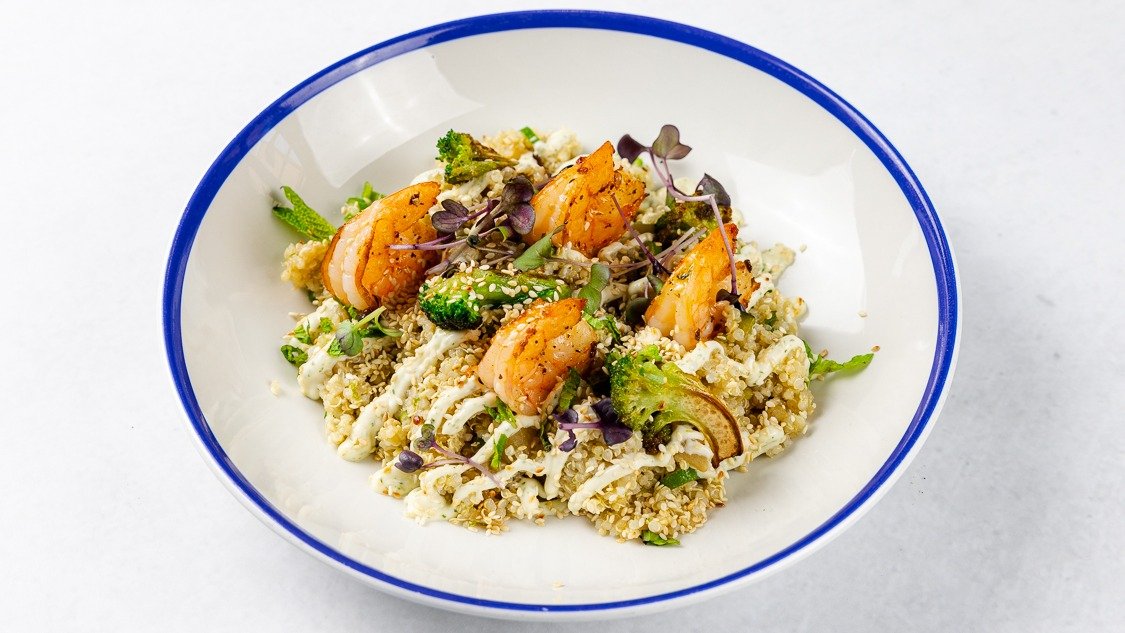 Quinoa e gamberi