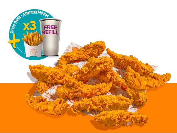 12 Tiras De Filé + 3 Fritas Cajun + 3 Be