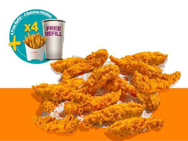 16 Tiras De Filé + 4 Fritas Cajun + 4 Be