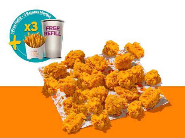 30 Filezinhos + 3 Fritas Cajun + 3 Bebid