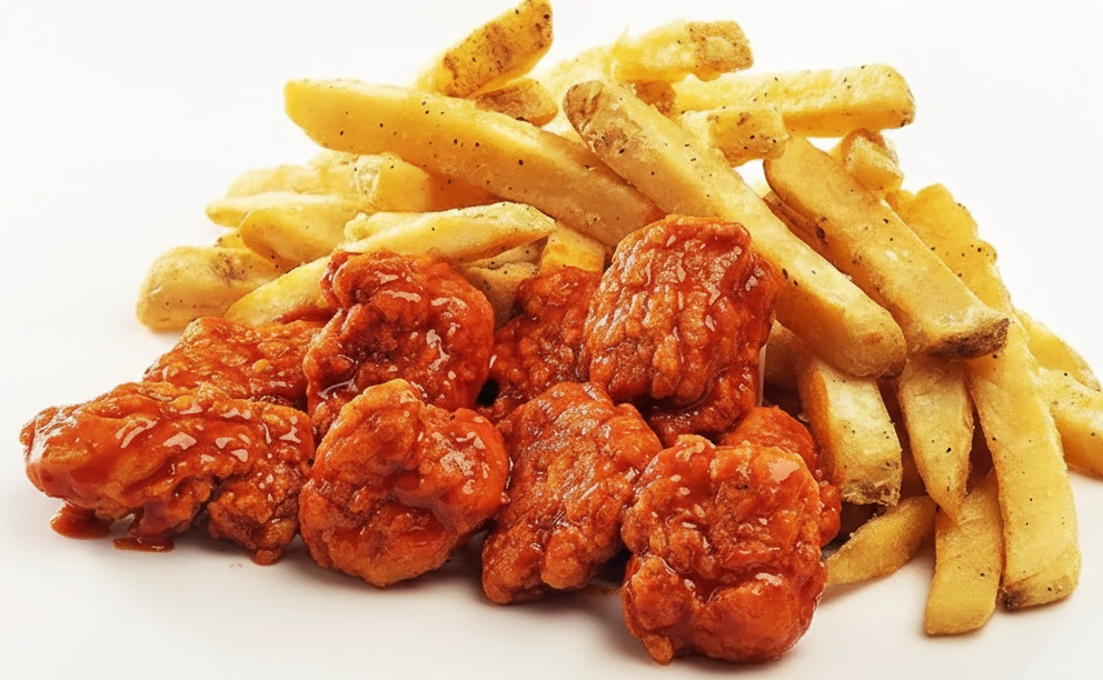 Alitas Boneless (600 gr.) con Papitas Grandes
