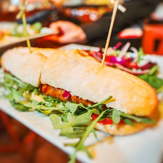 Greek Lamb Sausage Sandwich