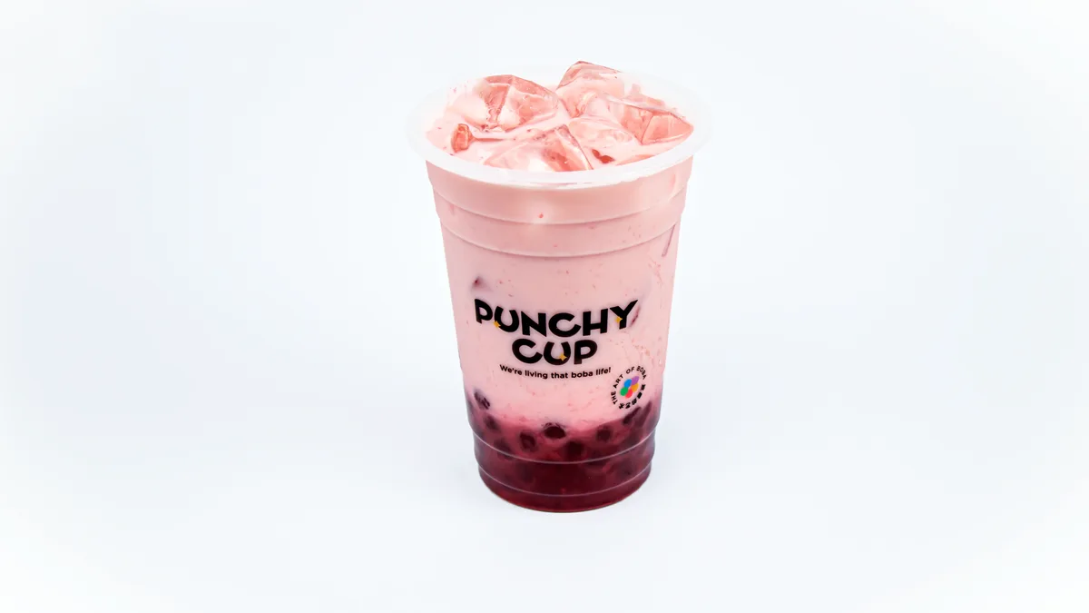 Strawberry Green Milk Tea+Strawberry Pearls