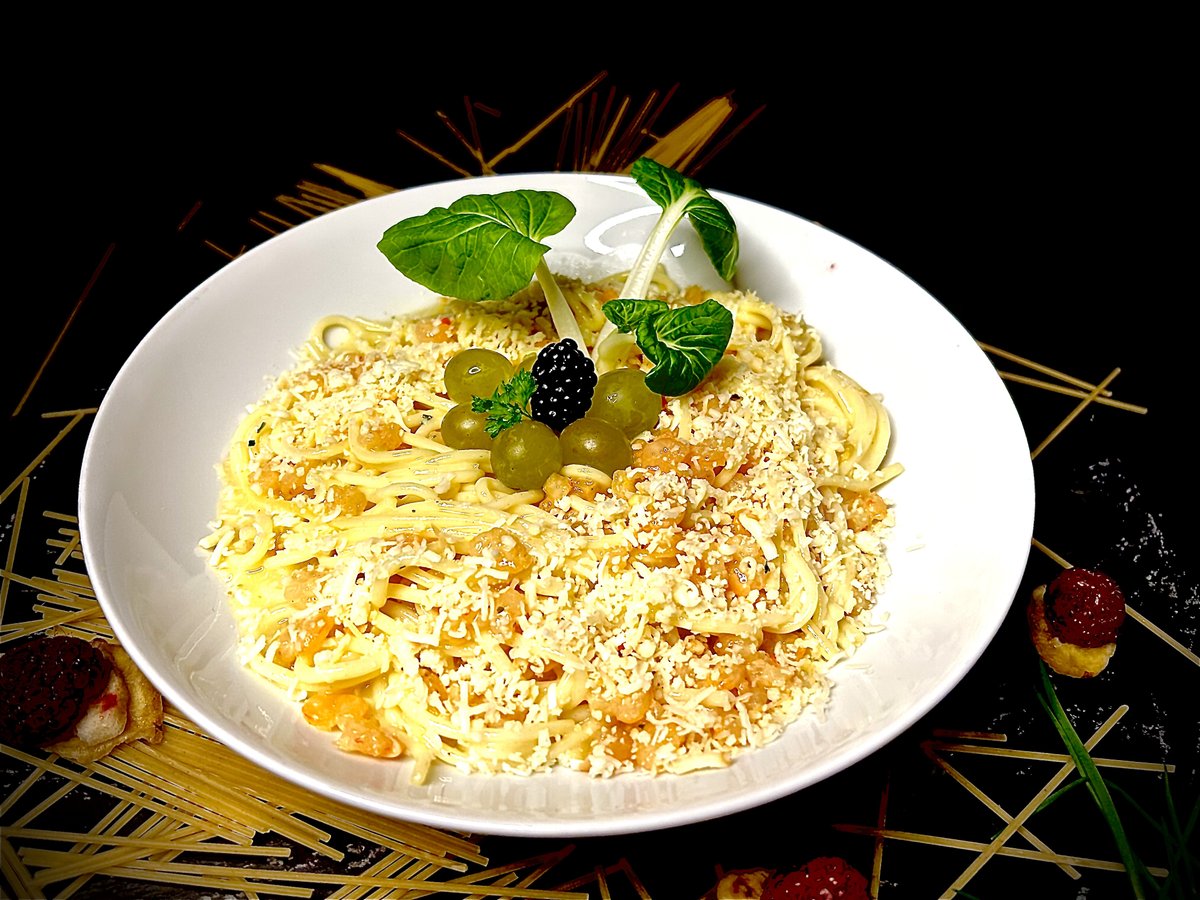 Tejszínes, garnélás spagetti