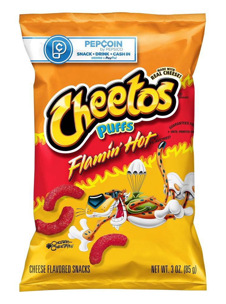 Cheetos Cheese Flavored Snack Puffs, Flamin' Hot (3 oz)
