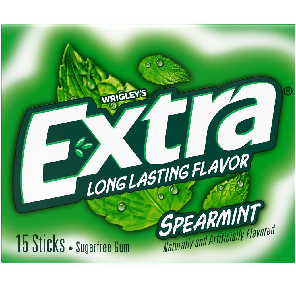 Extra Wrigley's Long Lasting Sugarfree Gum, Spearmint (2 oz, 15 ct)
