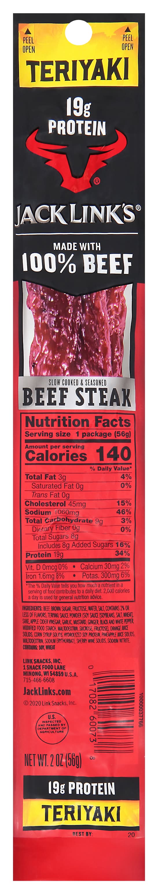 Jack Link's Jumbo Slow Cooked and Seasoned Beef Steaks, Teriyaki (2 oz)