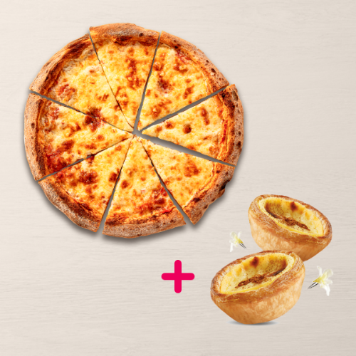 Pizza de Mussarela + 2 Pastéis de Belém