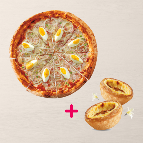 Pizza Portuguesa + 2 Pastéis de Belém