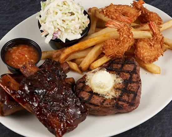 Ribs, Steak and Shrimp Trio