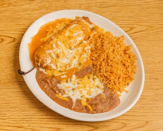 6. Chile Relleno, Rice and Beans