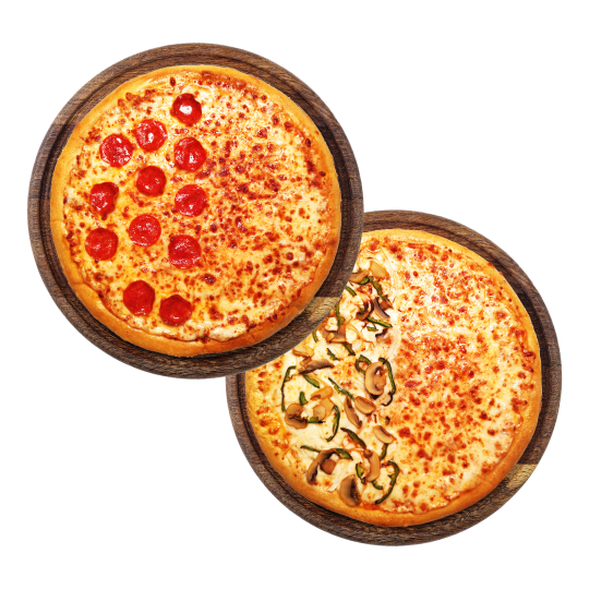 Promo 2 Pizzas Mitad y Mitad Tradicional
