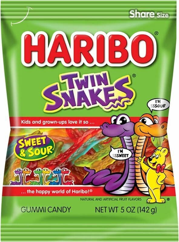 Haribo Twin Snakes Gummi Candy 5oz