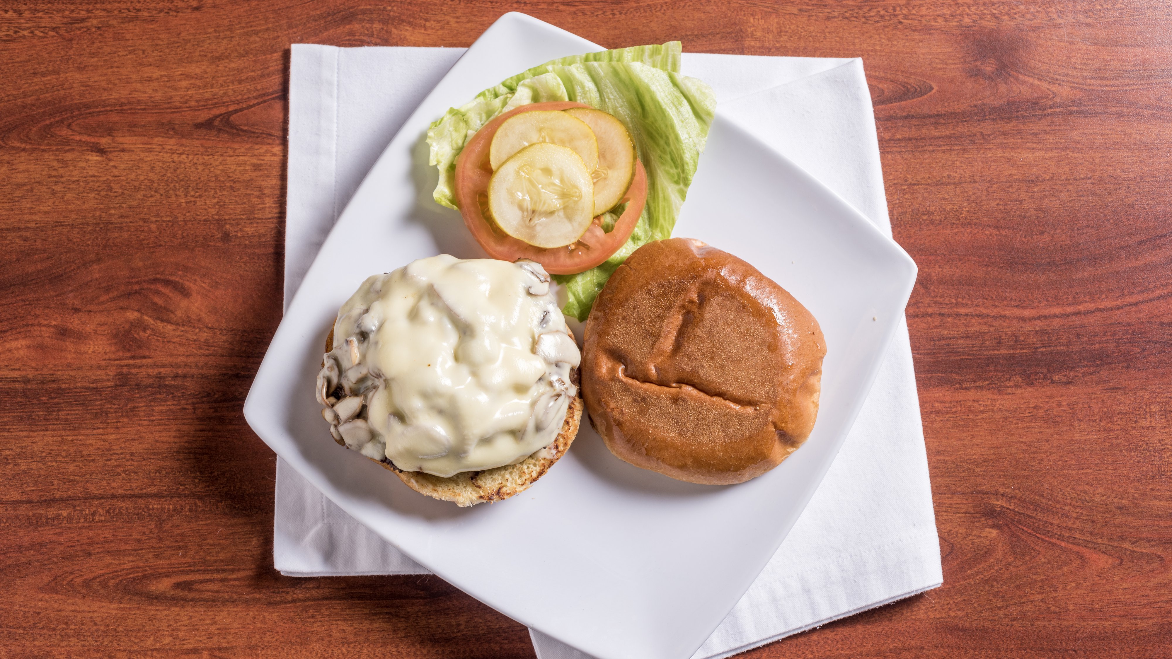 Baby Swiss Angus Mushroom Burger