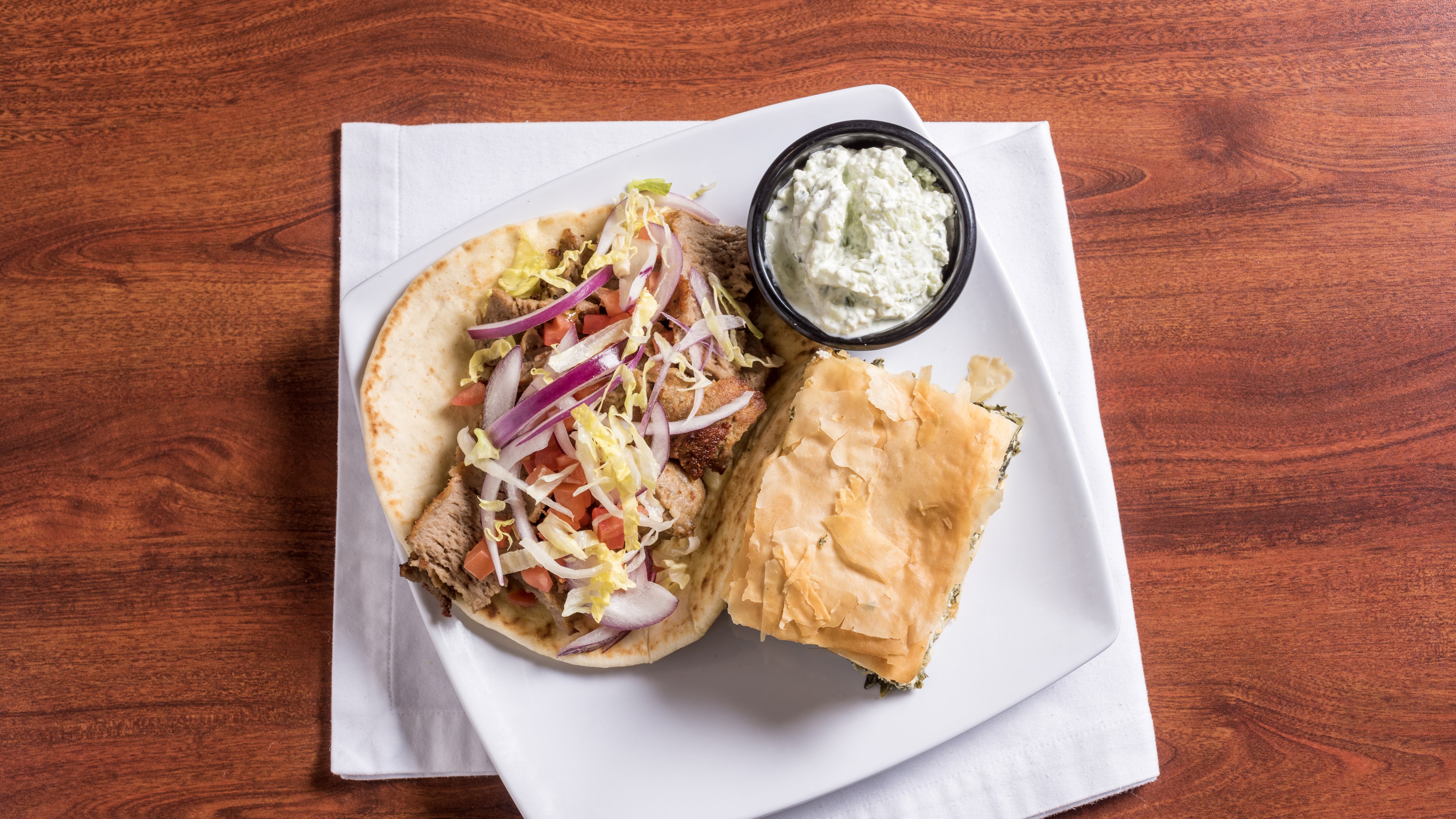 Spinach Pie and Gyro Combo
