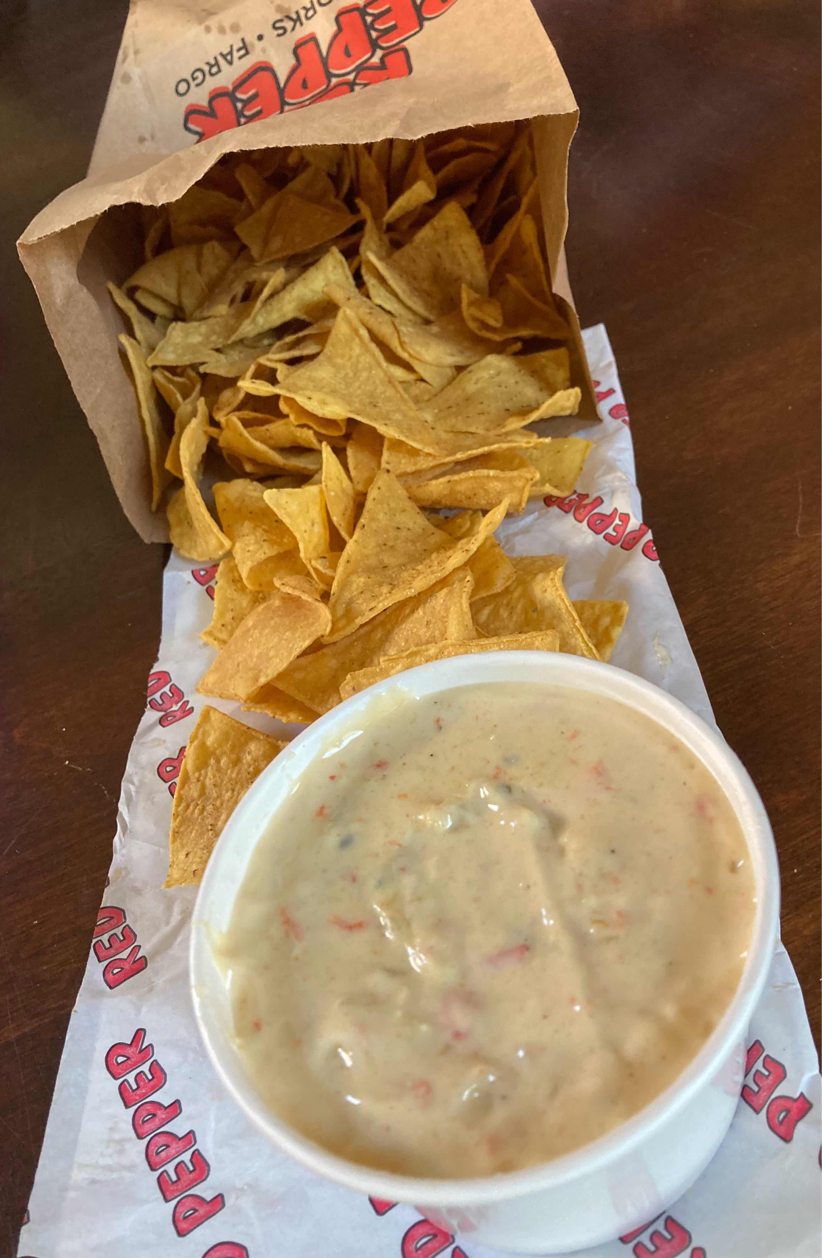 Red Pepper Chips and Queso