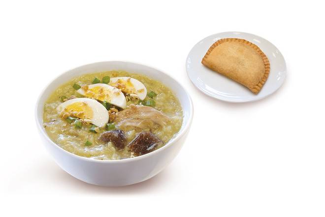 Arroz Caldo with Chicken Empanada