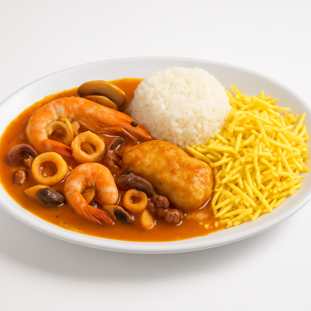 Caldeirada para 1 Pessoa Bem Caprichada Batata Palha e Arroz