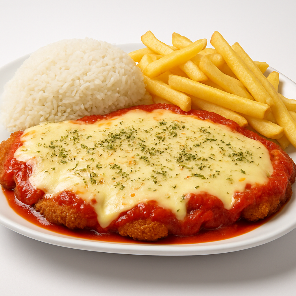 Parmegiana de Carne com Arroz e Batata Frita para 3 Pessoas