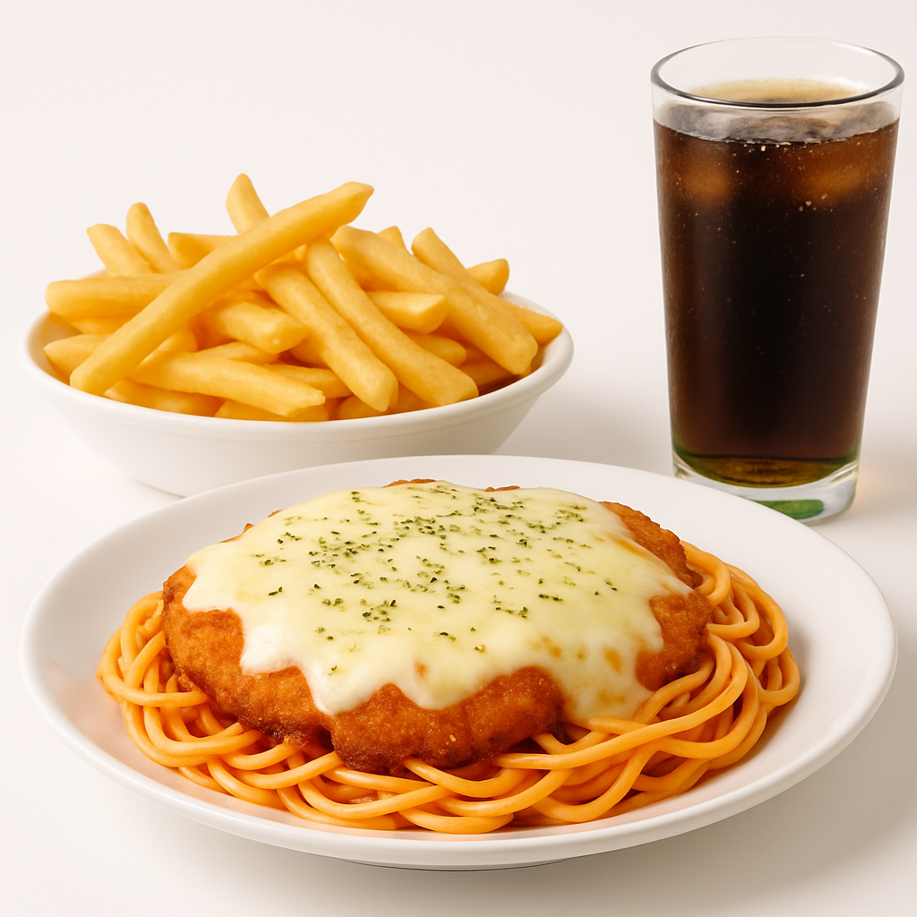 Parmegiana de Frango para 1 Pessoa com Batata Frita Guaraná ou