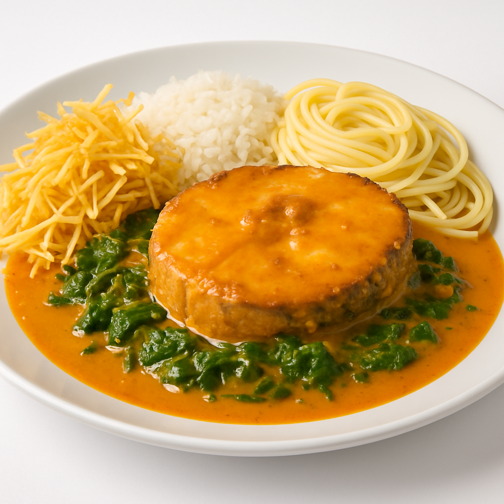 Peixe Corvina ao Molho de Coco e Bredo Arroz ou Espaguete para