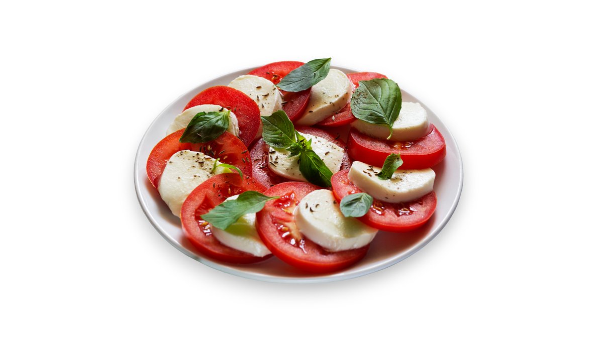 Caprese šalát podavaný s bruschettou