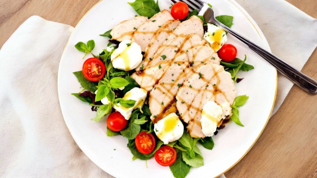 Salată cu piept de curcan și burrata