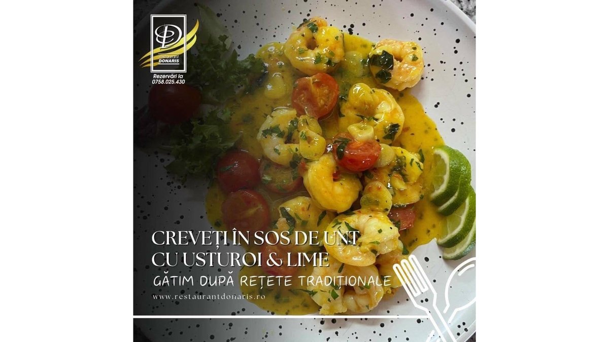 Creveți în sos de unt cu usturoi și lime 300 g