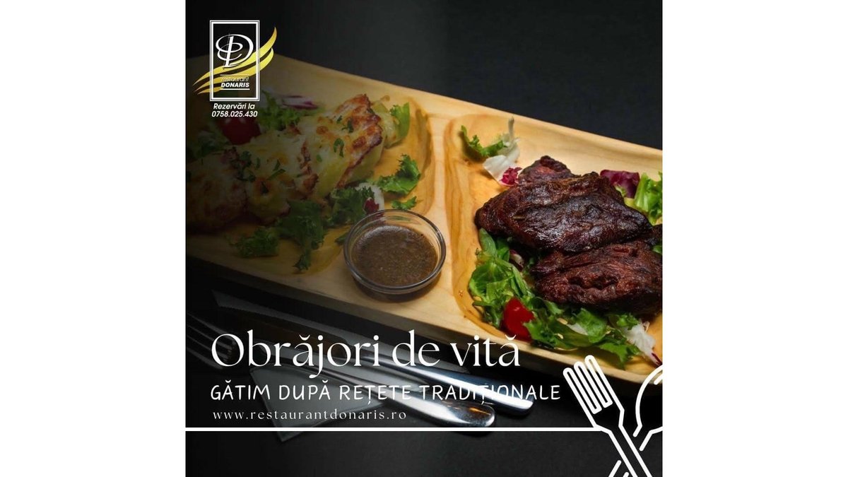 Obrăjori de vită cu sos brun and cartofi cu bacon and mozzarella