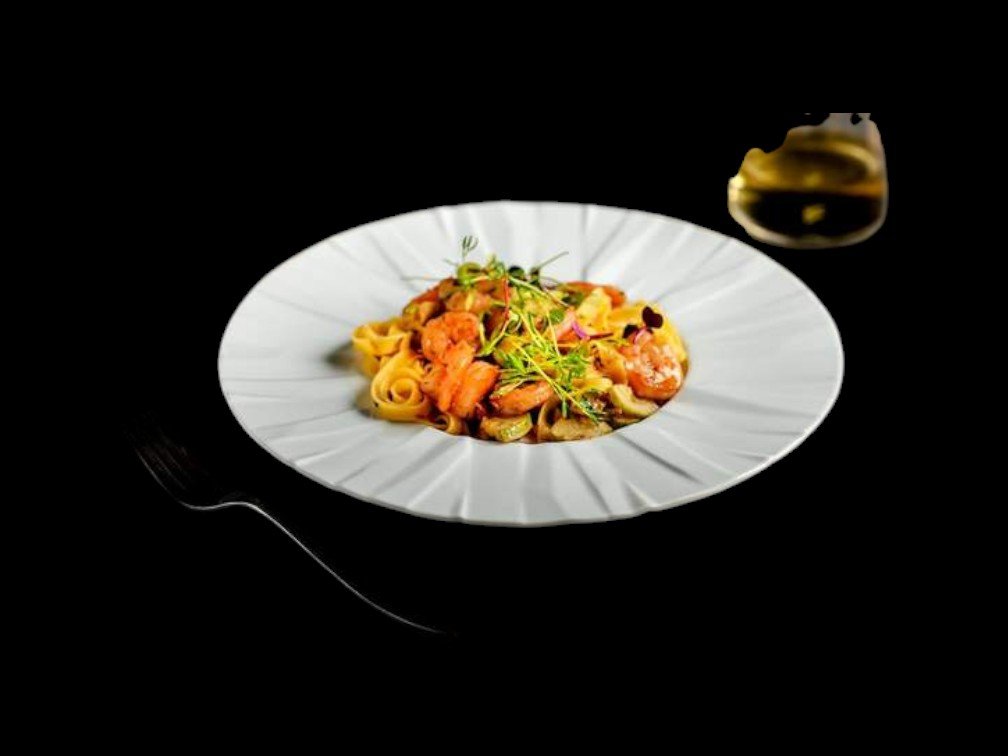 Tagliatelle cu creveți și dovlecei